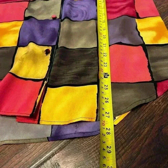 Le Caviar Vintage 80s Women's 8 Blouse, Button‎ Up RetroLong Sleeve Color Block - Picture 6 of 8